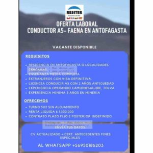 Conductor A5 para Faena en Antofagasta