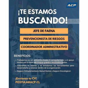Jefe de Faena, Prevencionista y Coordinador Administrativo