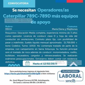 Operadores Caterpillar 789C y Equipo de Apoyo