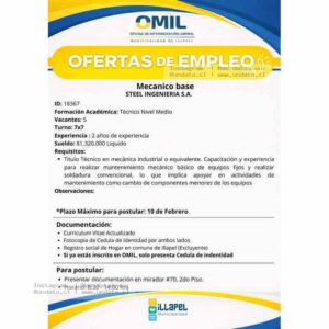 Mecánico Base - Steel Ingeniería S.A.