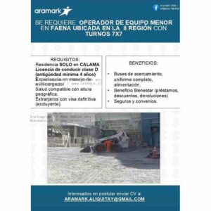 Operador De Equipo Menor Calama