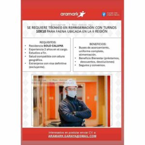 Técnico en Refrigeración: turnos 10x10 Calama