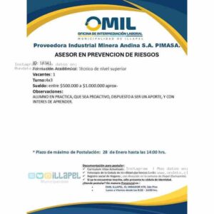 Asesor en Prevención de Riesgos en Illapel