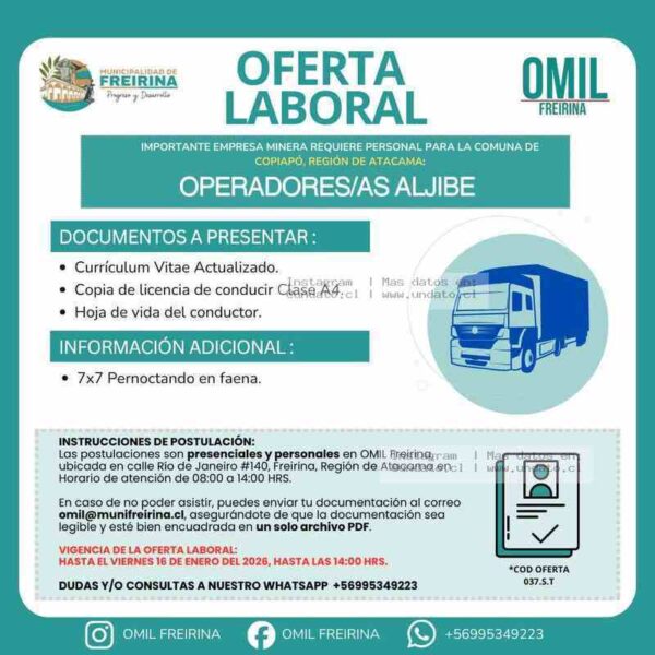 Operadores/as Aljibe – Copiapó