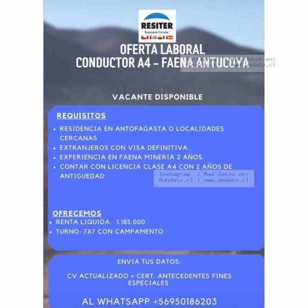 Conductor A4 – Faena Antucoya