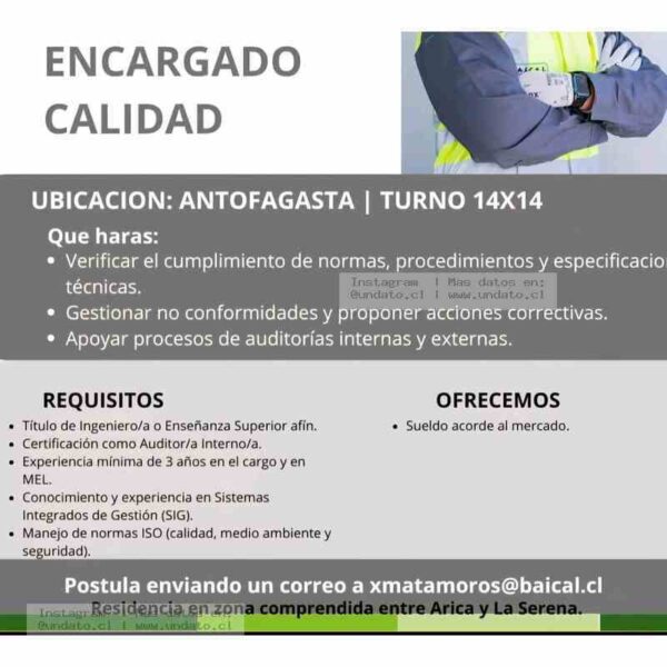 Encargado de Calidad - Antofagasta