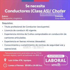 Conductores Clase A5 / Chofer