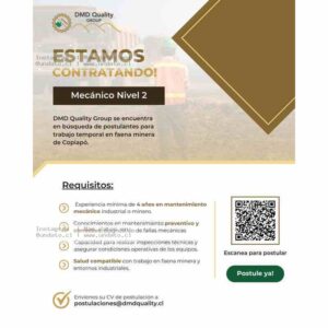 Mecánico Nivel 2 – Faena Minera Copiapó