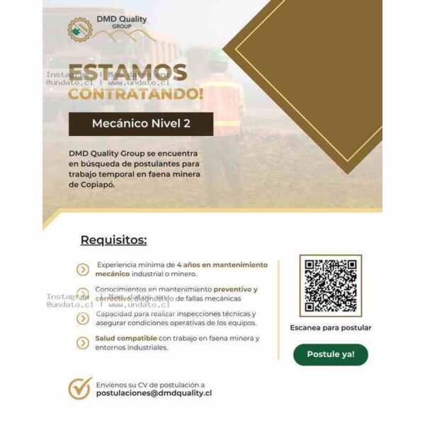 Mecánico Nivel 2 – Faena Minera Copiapó