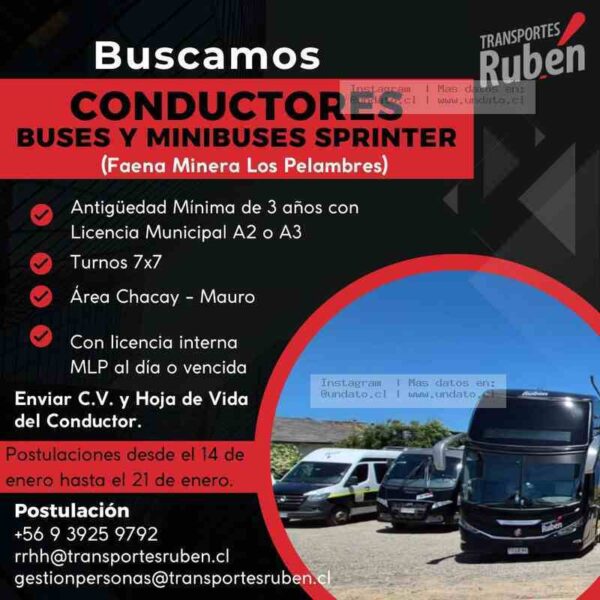 Conductores Buses y Minibuses Sprinter – Mina Los Pelambres