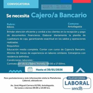 Cajero/a Bancario Antofagasta