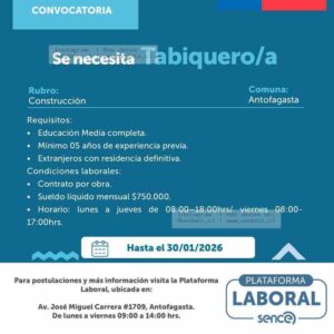 Tabiquero/a - Construcción, Antofagasta