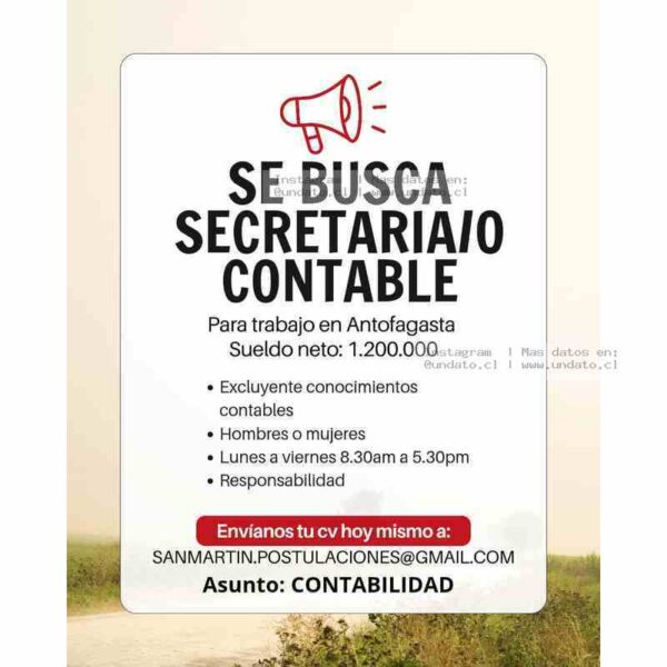 Secretaria/o Contable — Antofagasta, Chile
