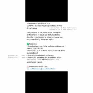 Paramédico y Conductor-Paramédico Minería