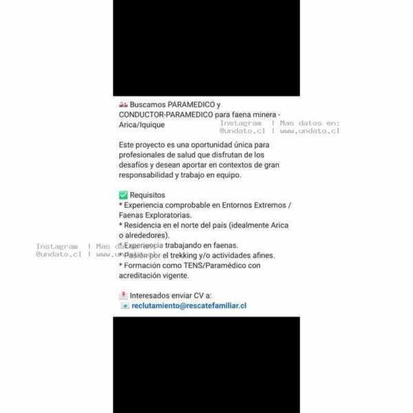 Paramédico y Conductor-Paramédico Minería