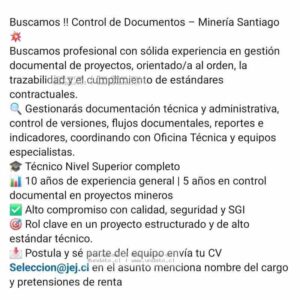 Control de Documentos Minería Santiago