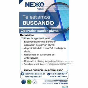 Operador Camión Pluma – Antofagasta