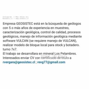 Geólogo con Vulcan para Los Pelambres