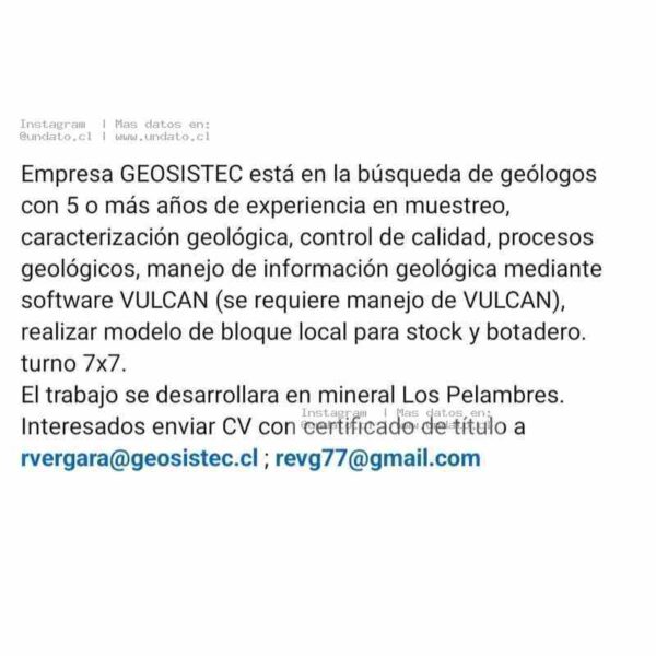 Geólogo con Vulcan para Los Pelambres