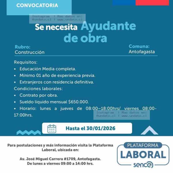 Ayudante de Obra - Construcción