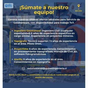 Oferta Geomensura 7x7: Ingeniero Geomensor y Técnicos