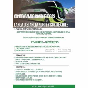 Conductor profesional para rutas interurbanas Chile