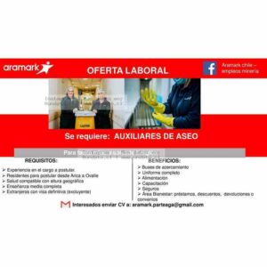 Auxiliares de Aseo para Faena Minera