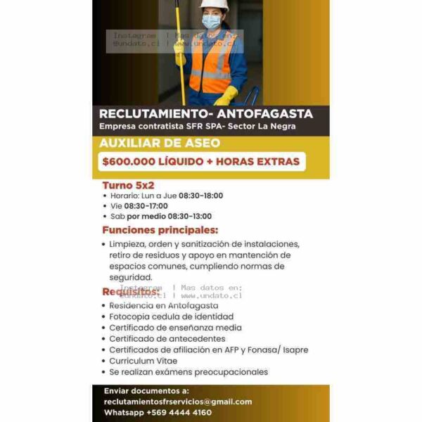 Auxiliar de Aseo – Antofagasta