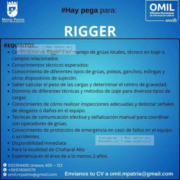 Rigger en Chañaral Alto