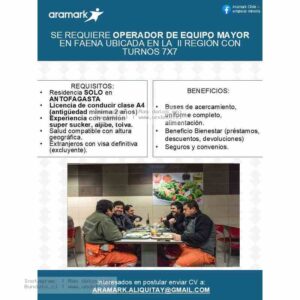 Operador de Equipo Mayor – Faena II Región