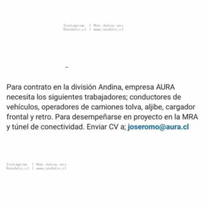 Trabajos en la División Andina - AURA
