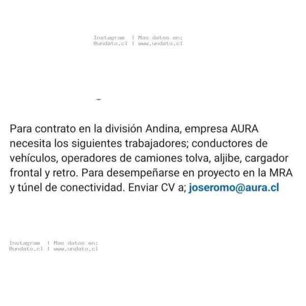 Trabajos en la División Andina - AURA
