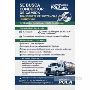 Conductor de Camión - Sustancias Peligrosas