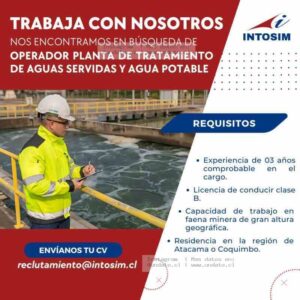 Operador Planta Tratamiento Agua Intosim