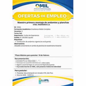 Maestro Montaje de Andamios Illapel