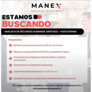 Analista De Recursos Humanos Minería – Santiago Huechuraba