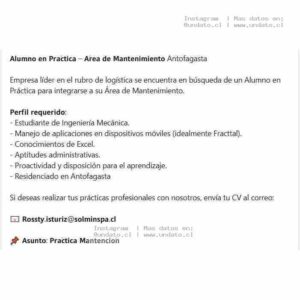Práctica Mantención Ingeniería Mecánica Antofagasta