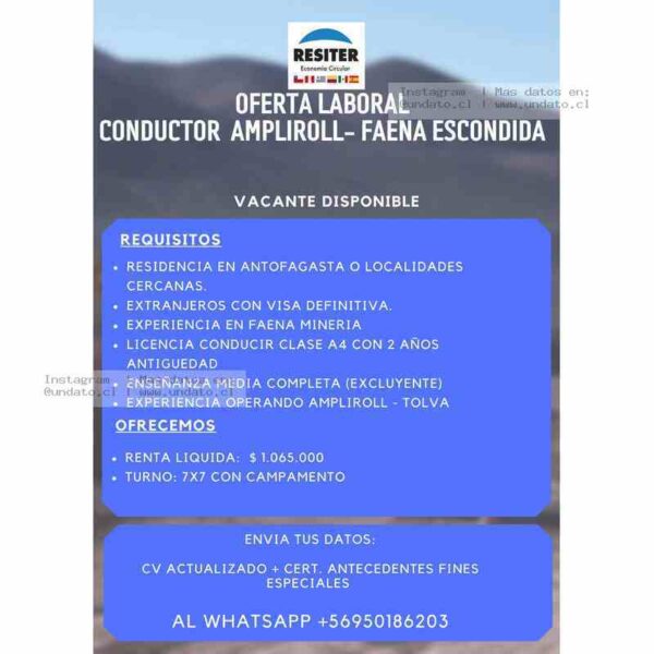 Conductor Ampliroll Faena Escondida