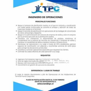 Ingeniero de Operaciones – TPC Coquimbo