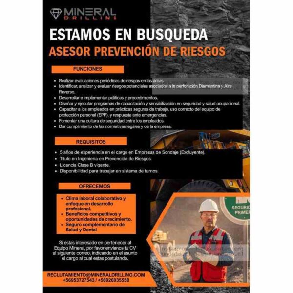 Asesor Prevención De Riesgos Minería