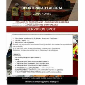 Oportunidad laboral Calama Vulcanizadores