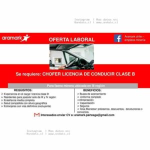 Chofer Clase B para Faena Minera – III Región
