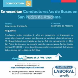 Conductor/a de Buses para SQM – San Pedro de Atacama