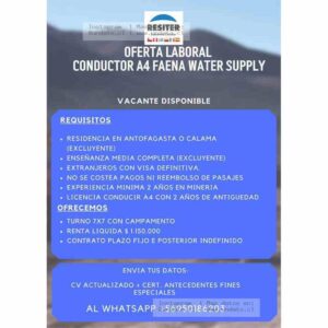 Conductor A4 Faena Water Supply