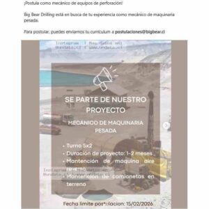 Mecánico de Maquinaria Pesada – Turno 5x2