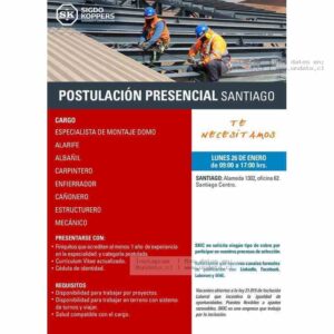 Especialista de Montaje Domo – Santiago