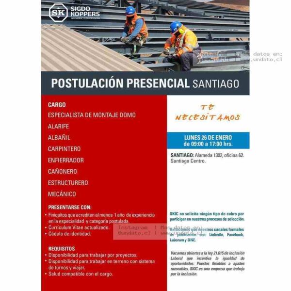 Especialista de Montaje Domo – Santiago