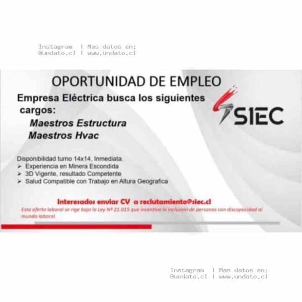 Maestros Estructura y HVAC para Minería
