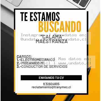 Calama Maestranza Vacantes Electromecánicos