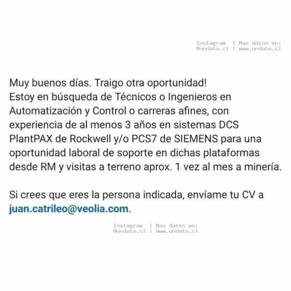 Técnico/Ingeniero Automatización DCS PlantPAX PCS7